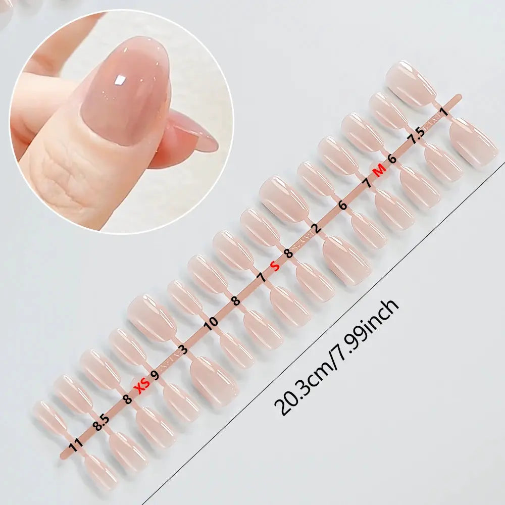 LuxeNail Gradient Nude Short Almond Press On Nails Full Cover Glossy Finish XS To M For Daily Wear
