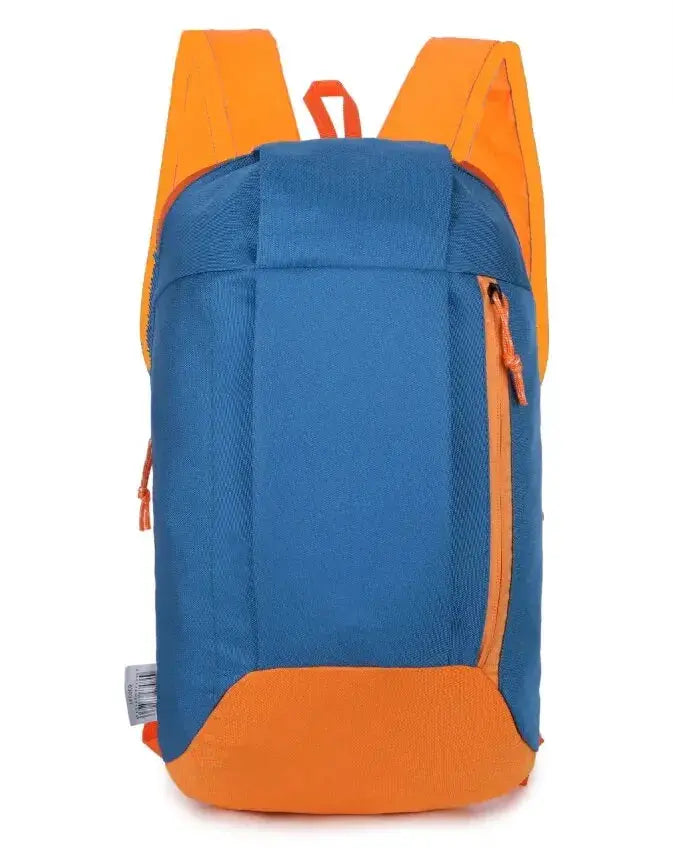 Men's outdoor lightweight small sport backpack in blue with orange accents