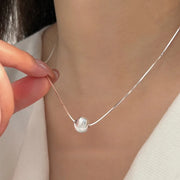 925 Sterling Silver bead pendant necklace for women, simple elegant jewelry