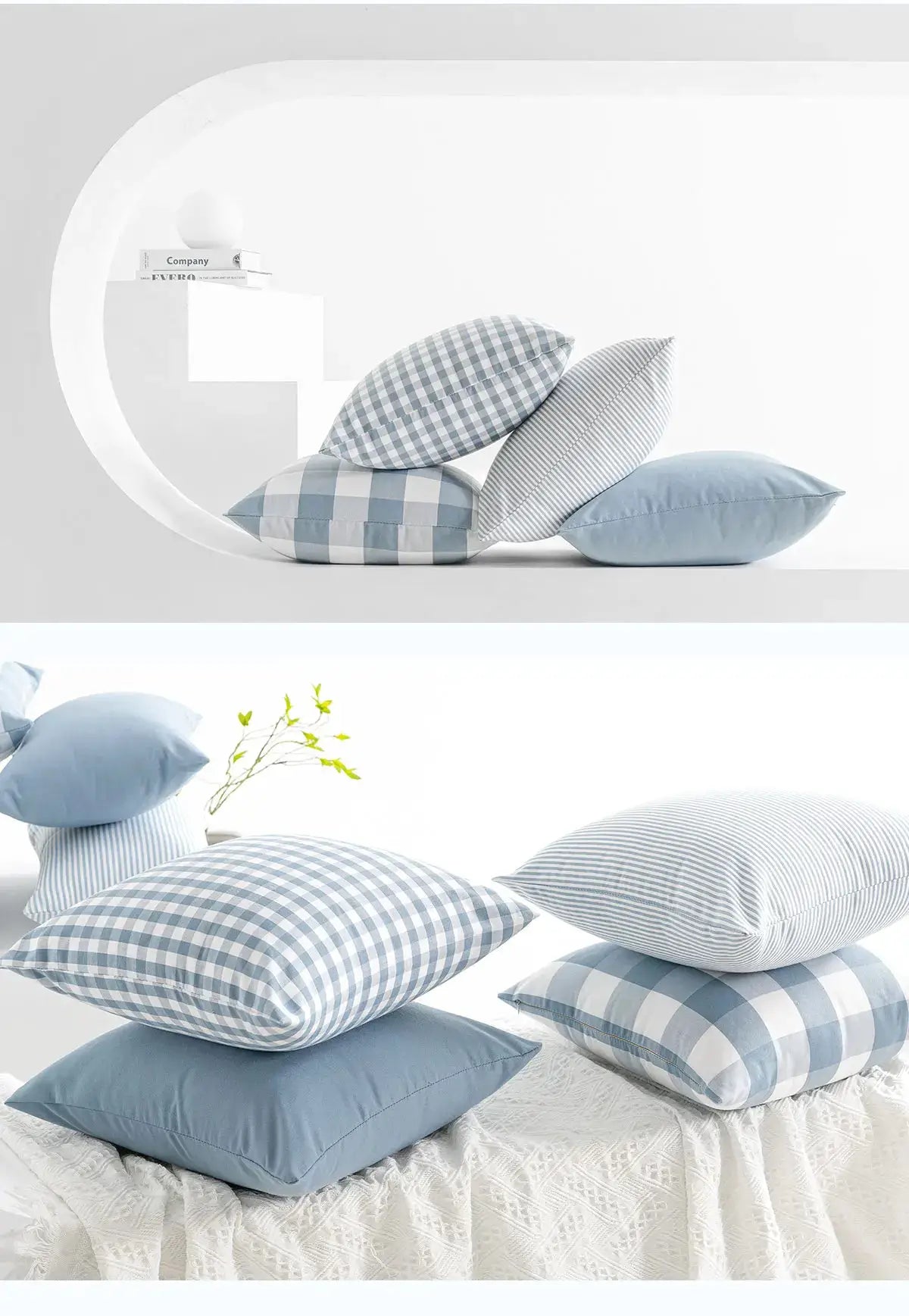 LEEJOOM light blue plaid pillow covers for decorative sofa cushions, 30x50cm/45x45cm, 1pc, Simples Market