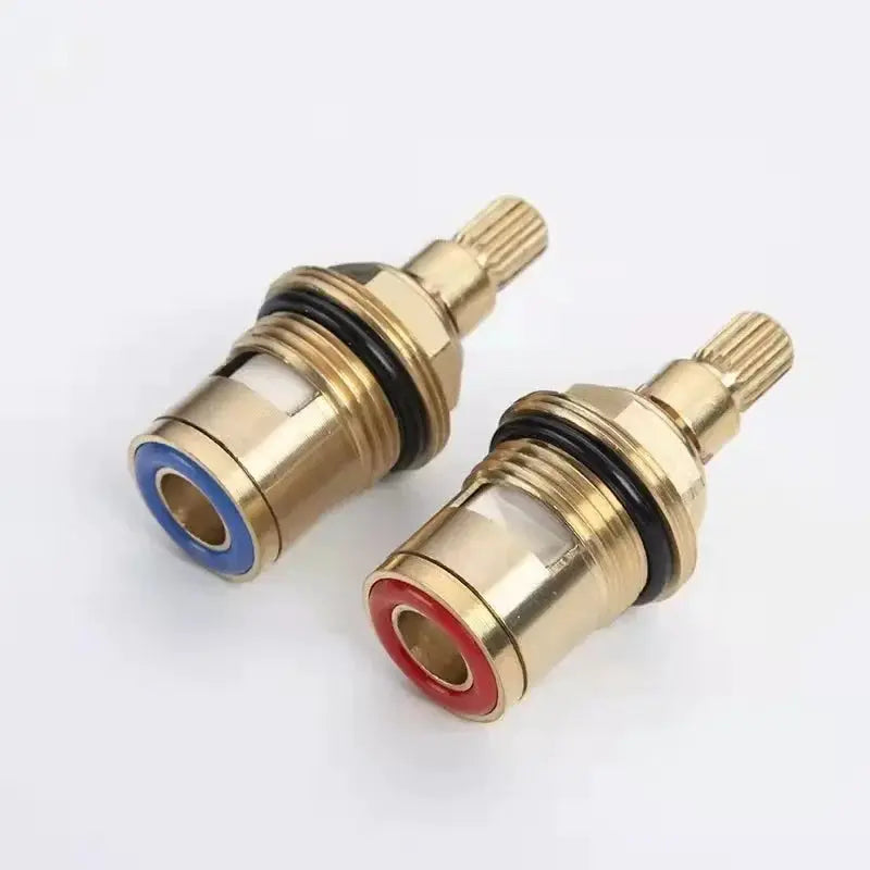 2pc universal brass ceramic-disc faucet valve cartridges by Simples Market, blue and red rings.