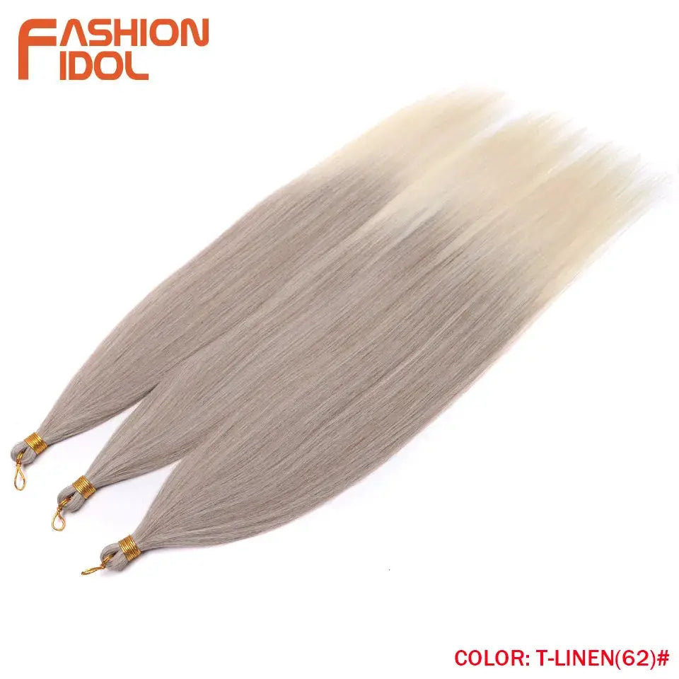 Ariel straight pony hair bundles, 28in, 3pcs, ombre silver grey synthetic crochet braiding extensions by Simples Market