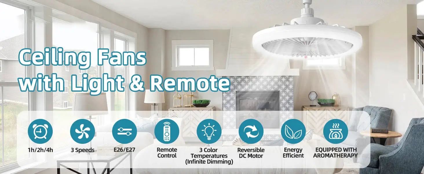 IRALAN modern ceiling fan with light and remote by Simples Market, white finish, E27 LED light.