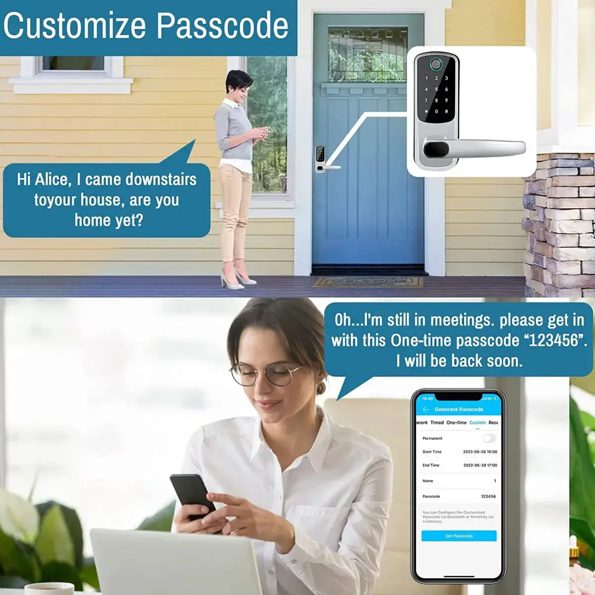 Simples Market wifi smart door lock with keypad and fingerprint reader, white finish, app control