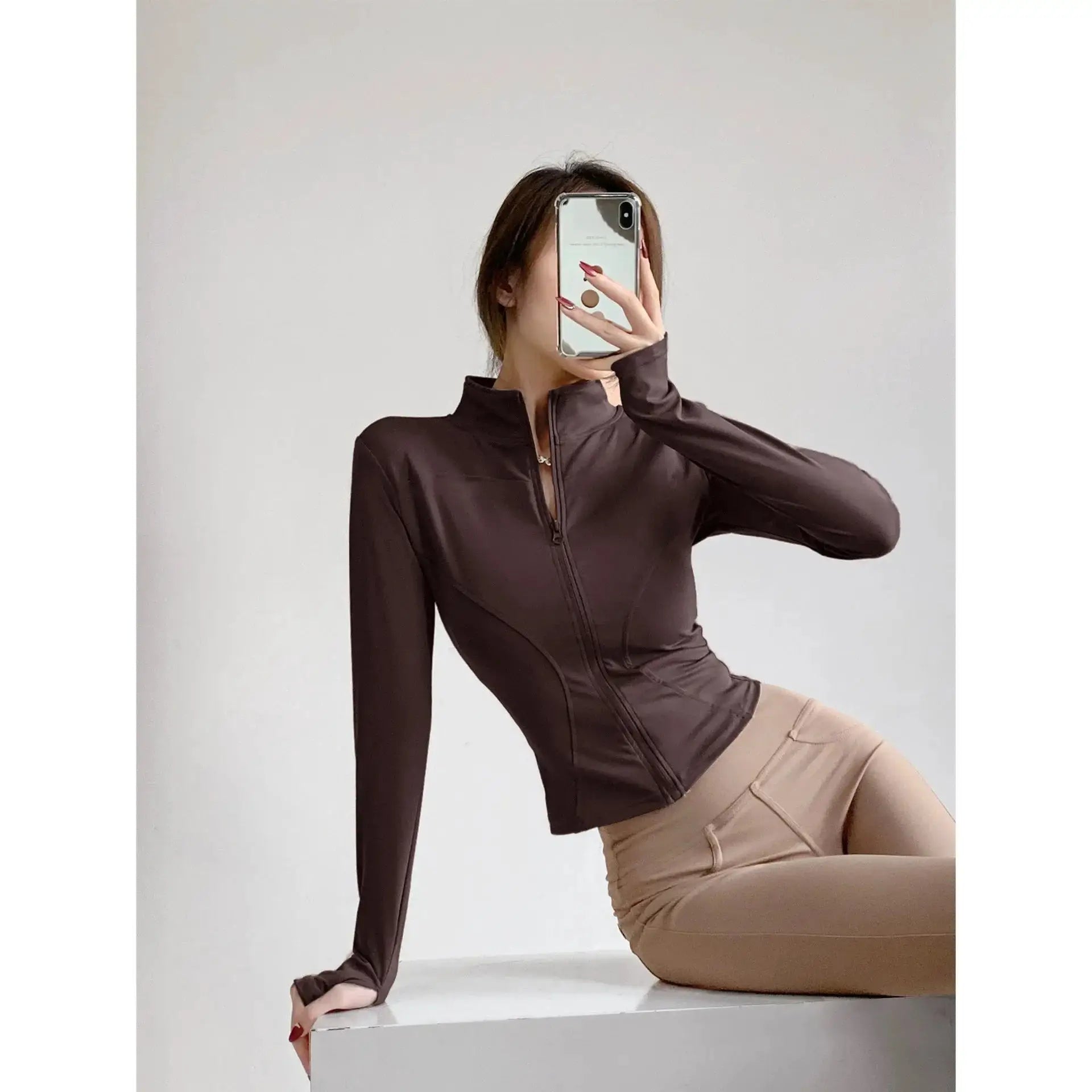 Sun Quick Drying Womens Sports Coat Slim Fit Yoga Jacket With Full Length Zipper For Running And Fitness