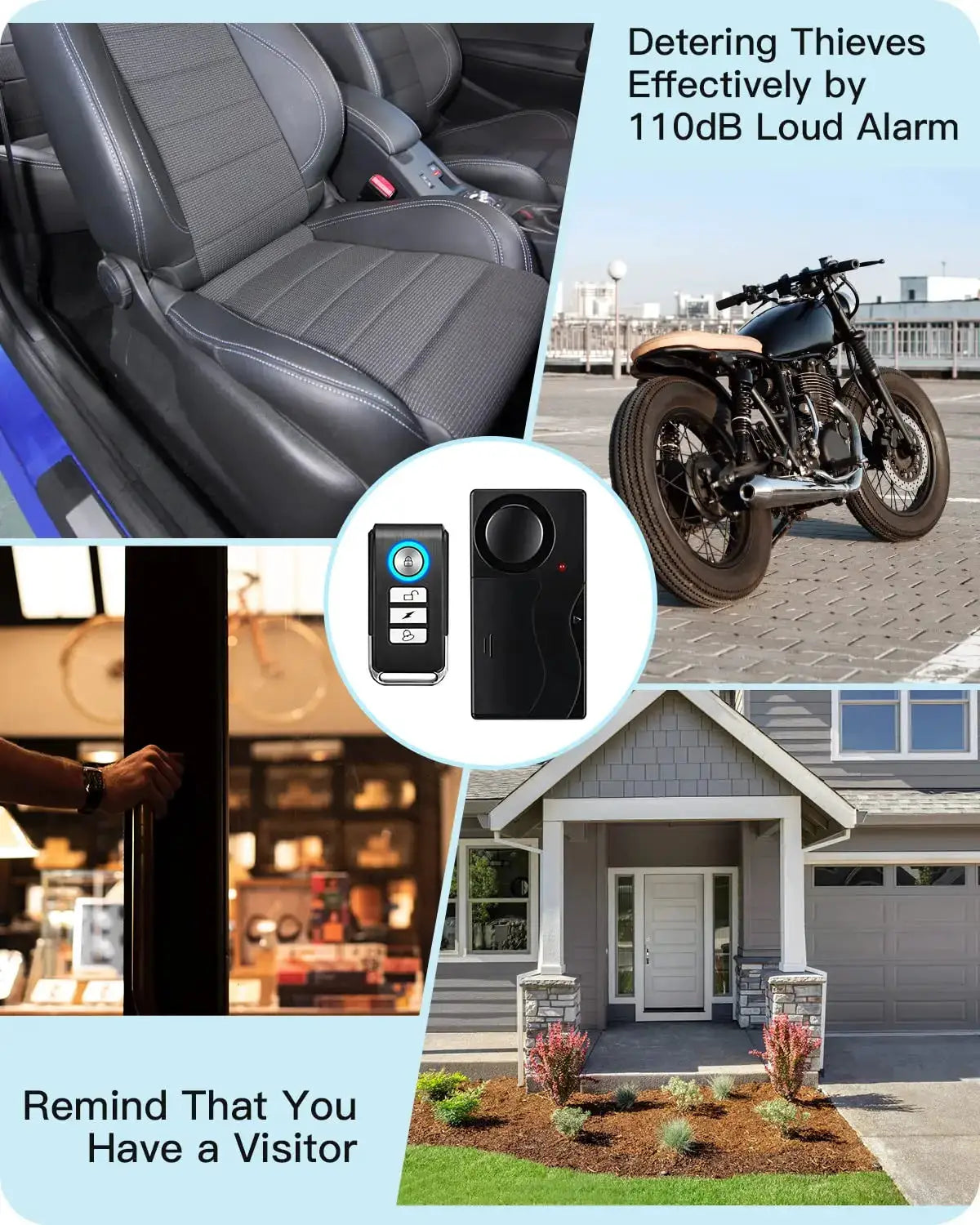 Anchtek 110dB wireless vibration alarm with remote for motorcycles and vehicles — Simples Market
