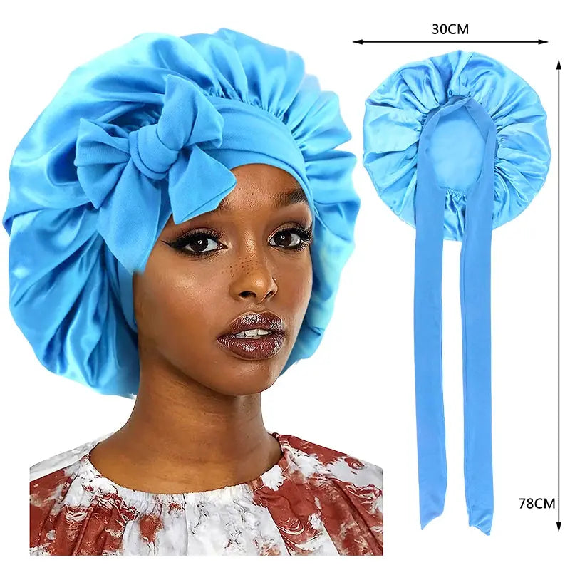 LuxeSatin Satin Sleeping Cap For Women With Wide Band Stretch Head Tie For Secure Nighttime Comfort