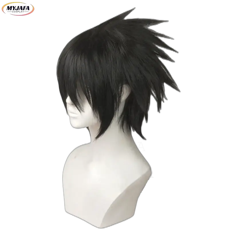 Sasuke Uchiha cosplay wig, short black heat-resistant synthetic hair