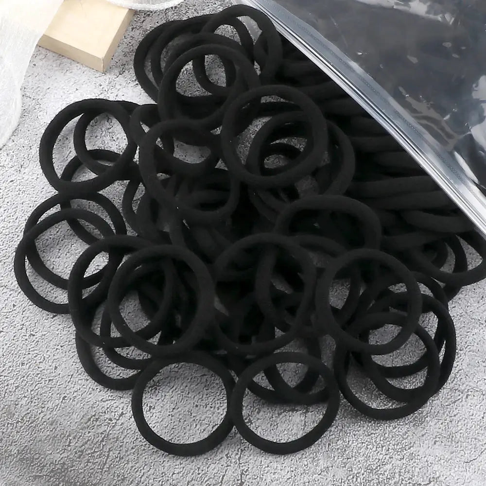 NovaHair 50 Pcs Mixed Colors Hair Bands 4 Cm Elastic Hair Ties Ponytail Holders Gentle Hold For Everyday Ponytails