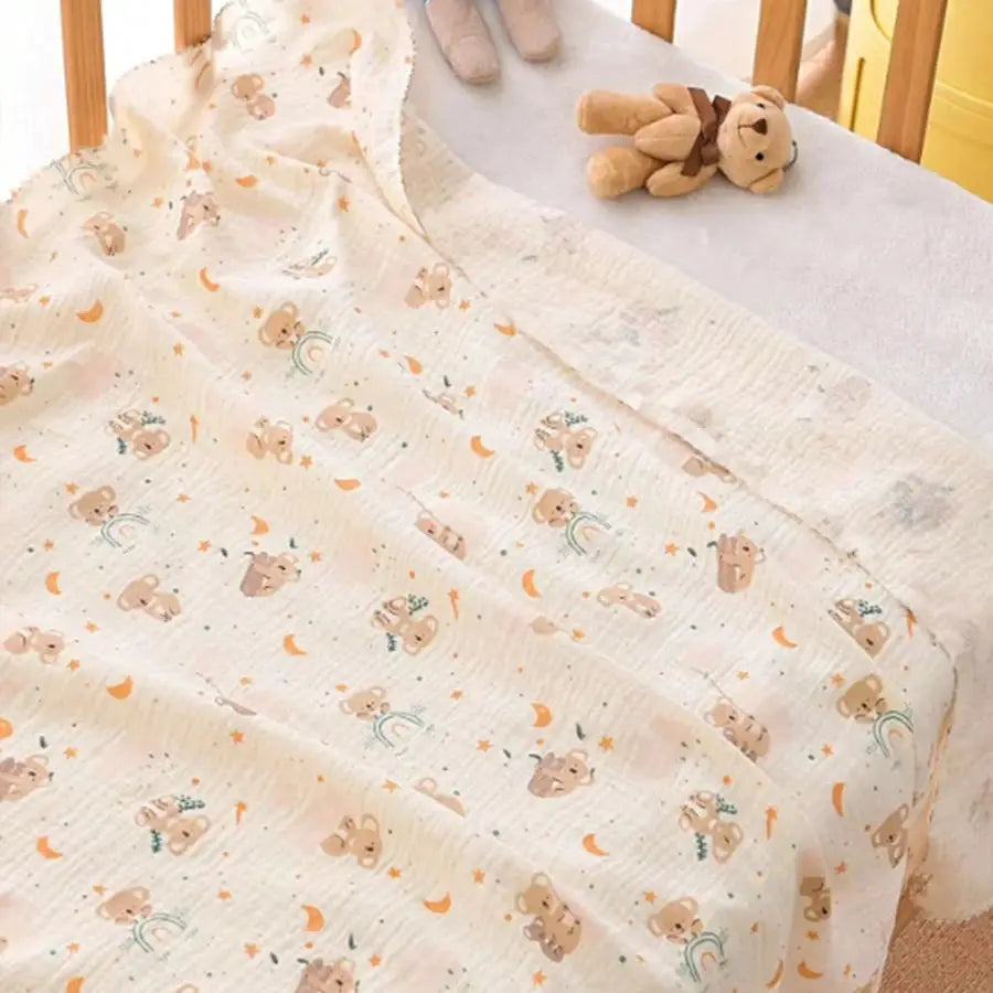 1 Piece Double Layered Baby Swaddle Blanket Soft Breathable With Cute Patterns For All Seasons