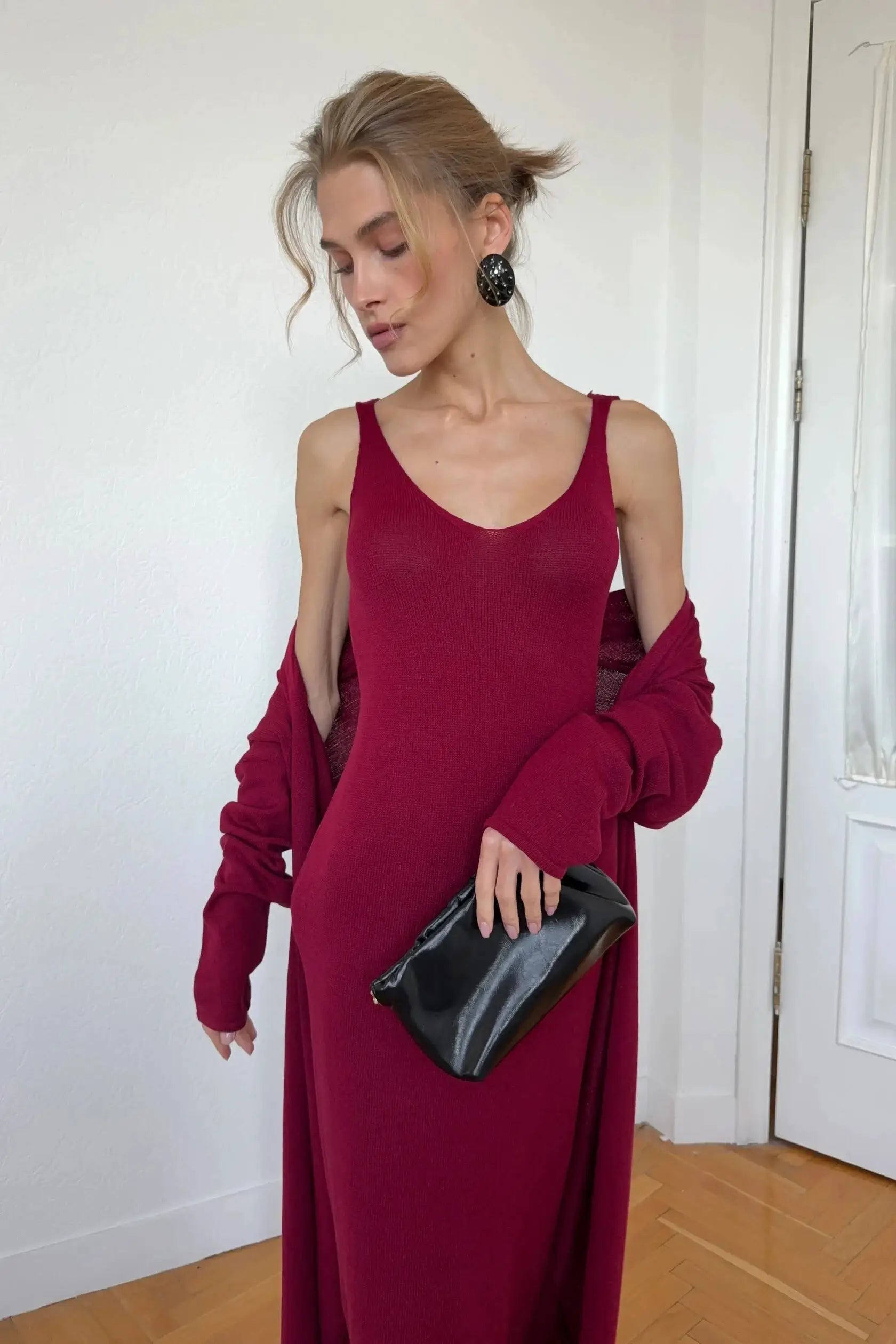 Hirsionsan Soft Loose Women Two Piece Knit Cardigan And Vest Set