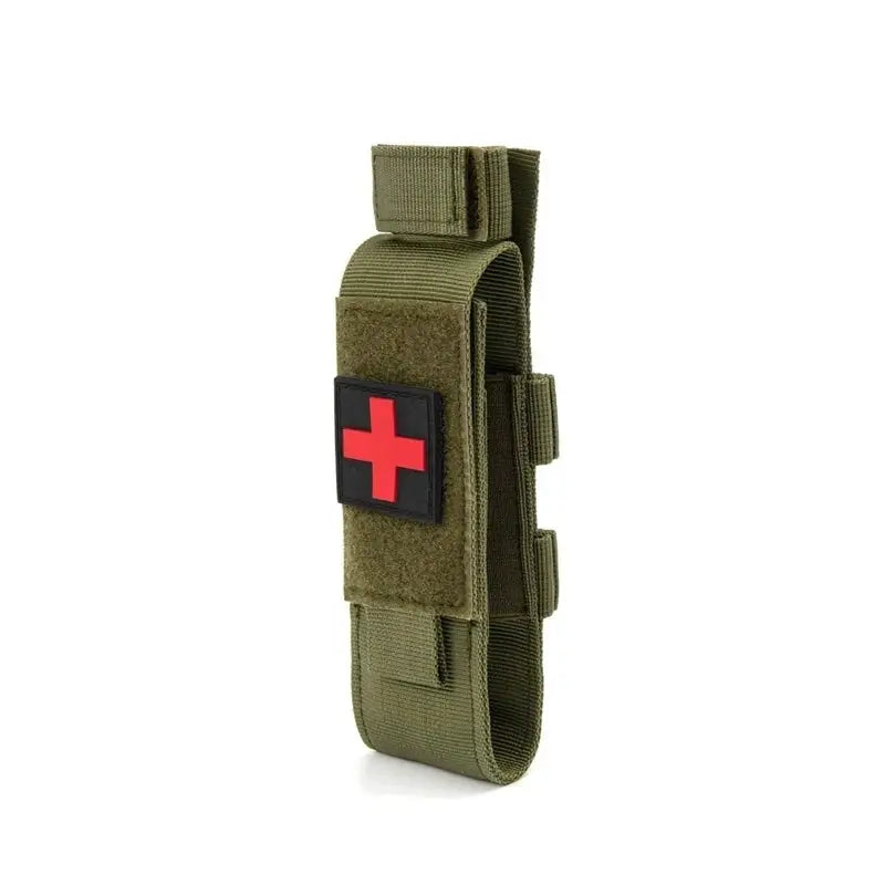 Outdoor tourniquet bag by Simples Market, olive drab tactical medical pouch with red cross patch