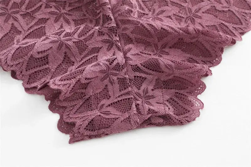 4-piece women's floral lace panties set in mauve by Simples Market, breathable underwear