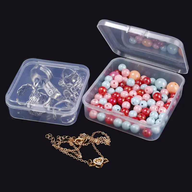 ClearView Transparent Plastic Storage Containers With Hinged Lids For Jewelry Crafts And Tabletop Organization