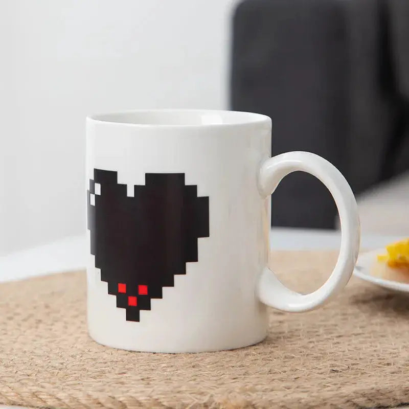 330ml Peach Heart Color Changing Ceramic Cup Magic Mug Heat Revealed Heart Design Coffee Mug Valentines Day Gift