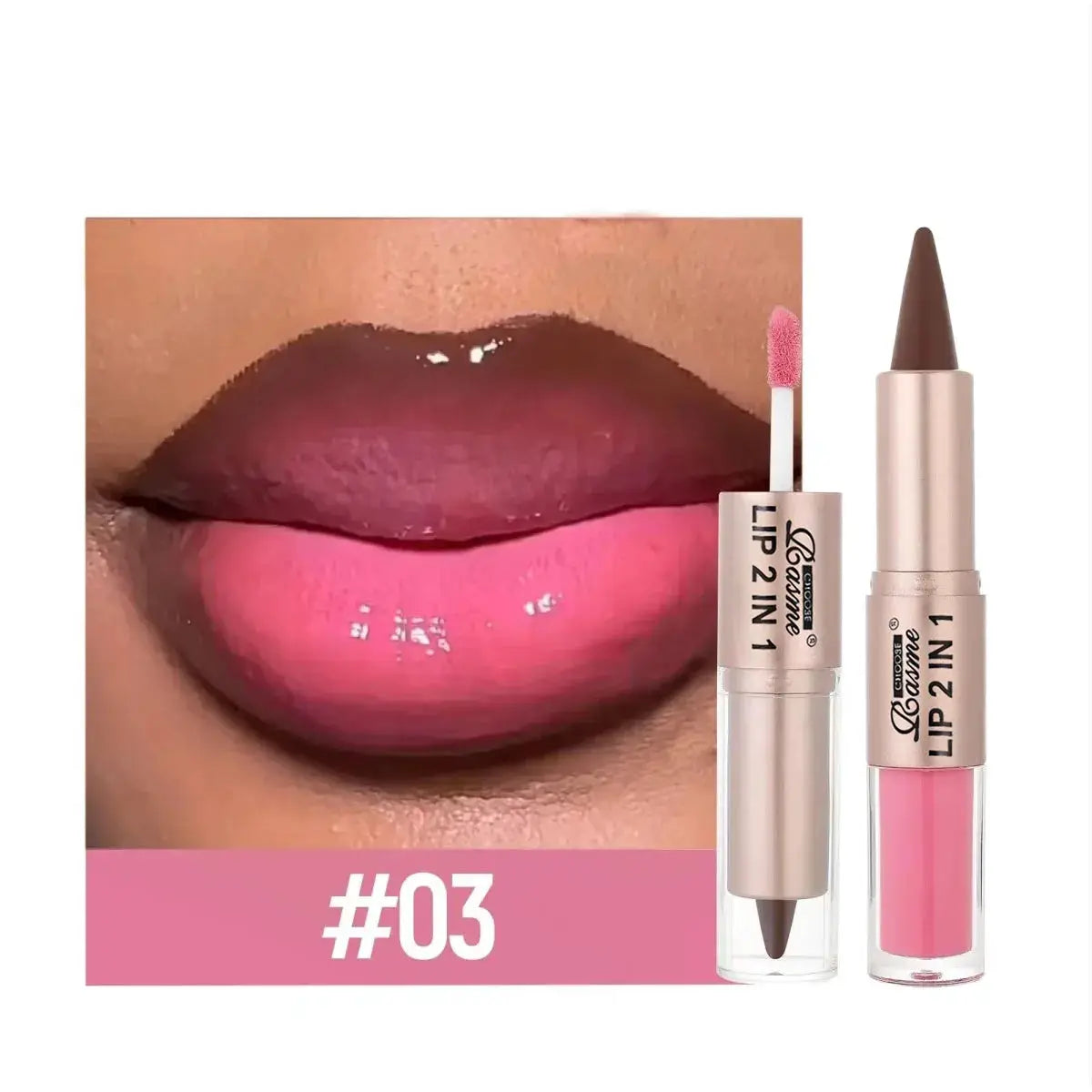 2 In 1 Lip Liner And Gloss Pen Nude Brown Gradient Matte Lip Liner Waterproof Contour Lip Gloss