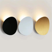 LED wall lamp trio: black, white, and brushed gold aluminum circular wall lights