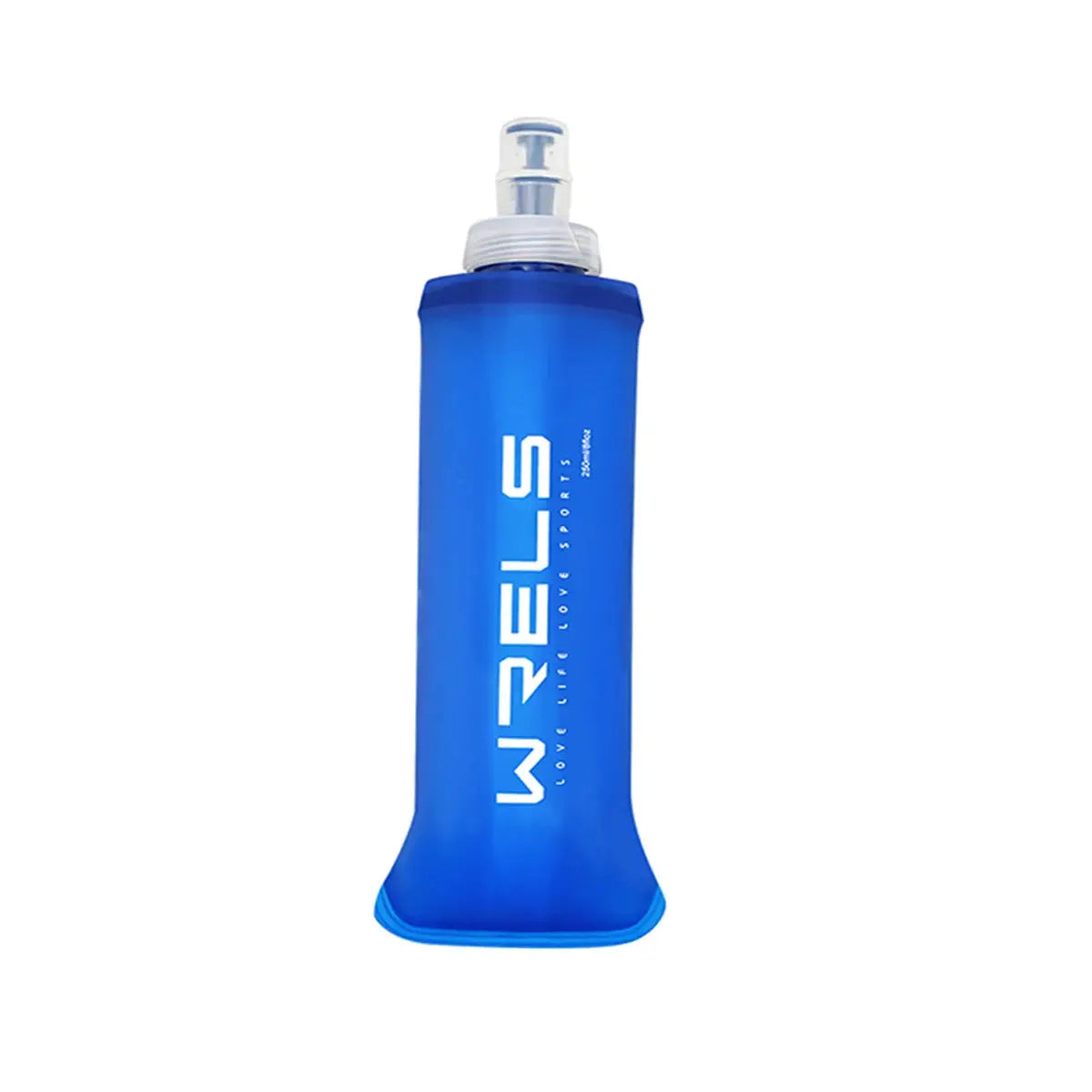 WRELS blue folding water bottle, BPA-free soft hydration flask for outdoor sports