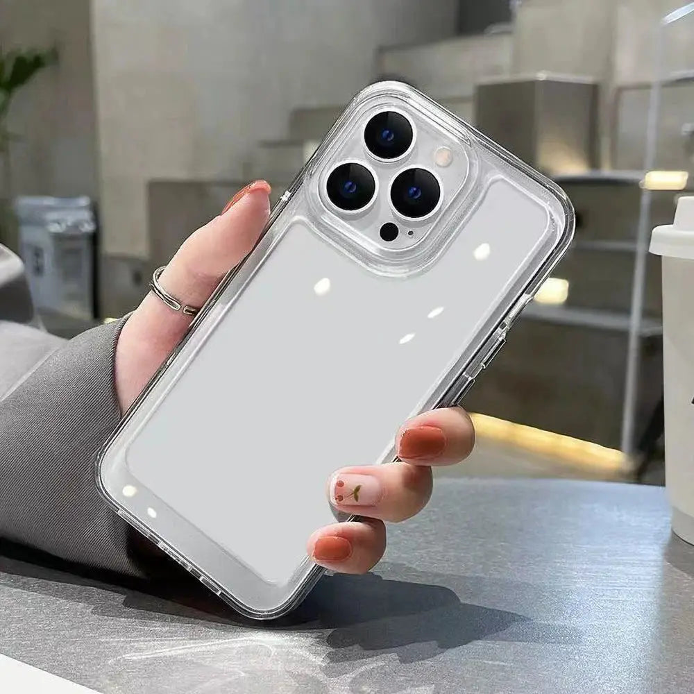 Soft silicone clear phone case for iPhone 17 Pro Max and other models; shockproof transparent cover
