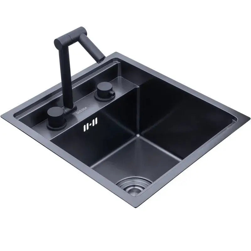 Simples Market 304 stainless steel bar sink with black faucet and single basin