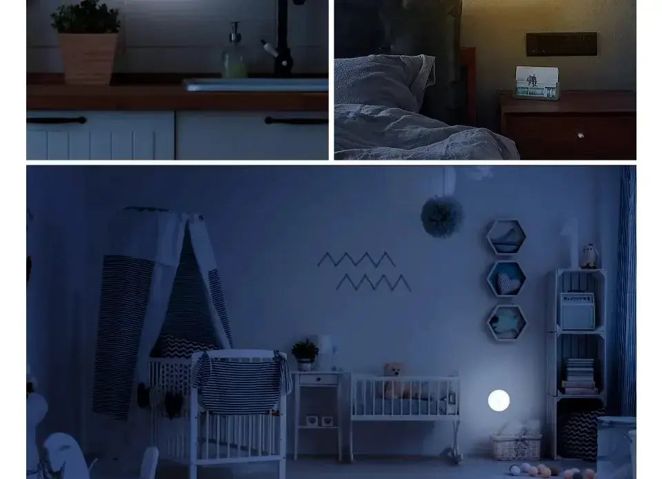 LED motion sensor night light by Simples Market; USB rechargeable, ideal for cabinets, wardrobes and stairs