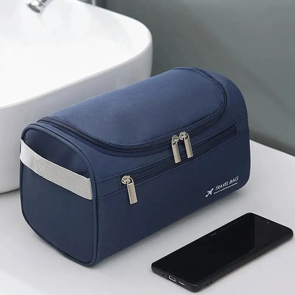 AquaGuard Travel Toiletry Organizer Waterproof Nylon Bag With Hanging Design And High Capacity