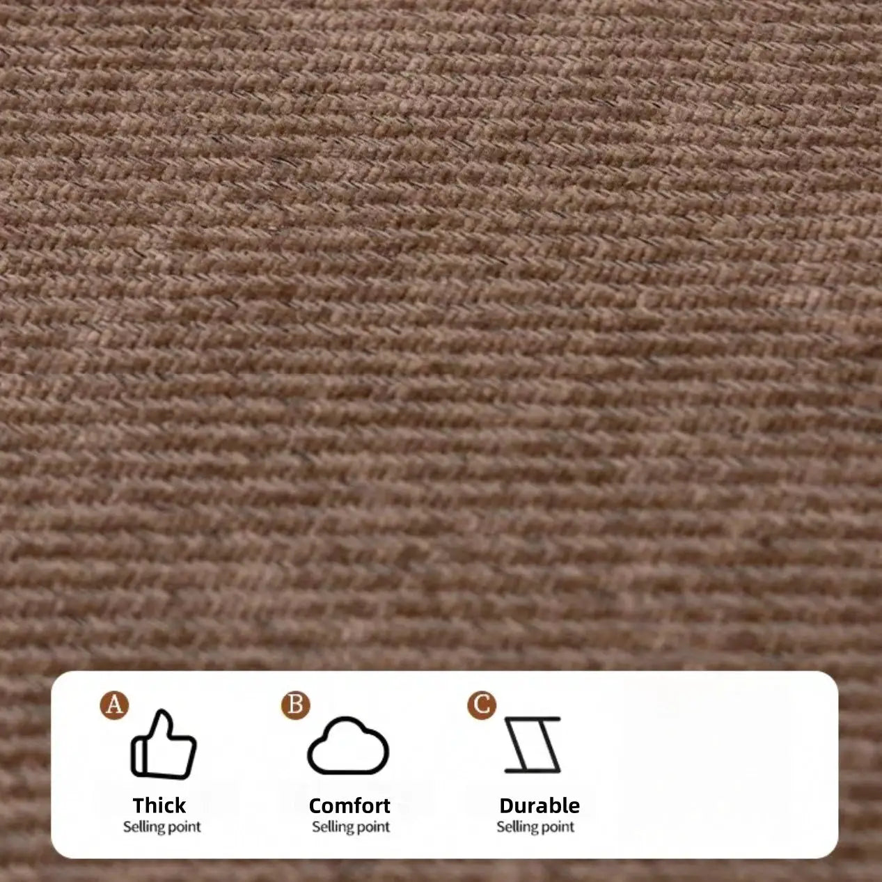 Heavy Non-Slip Sofa Protector Classic in brown chenille with decorative stitching.