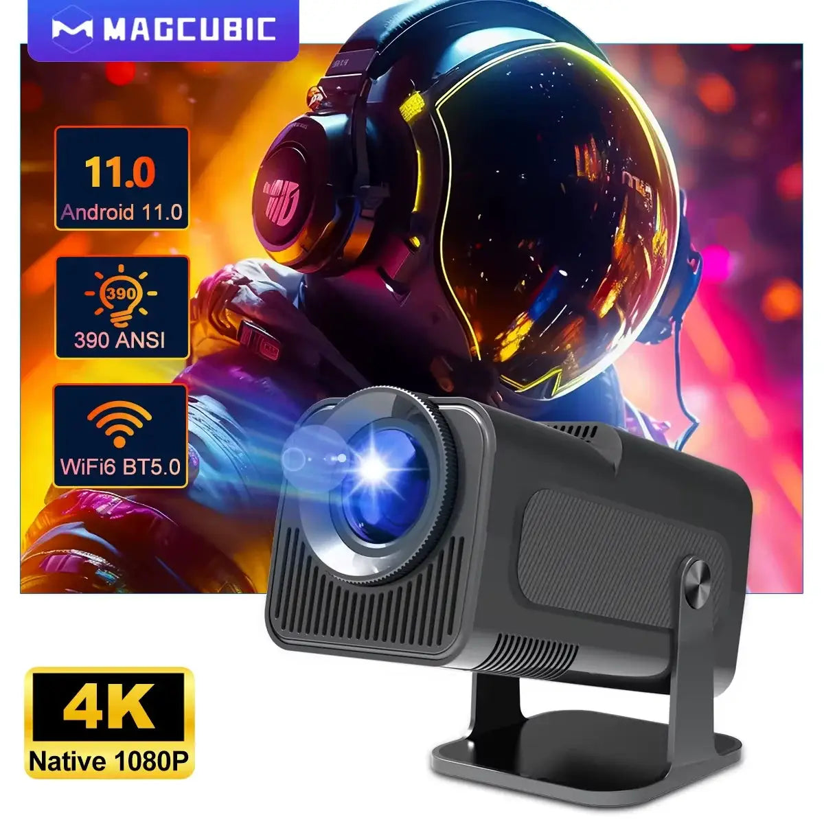Magcubic HY320 1080P Android 11 Compact Projector 390 WiFi 6 BT5