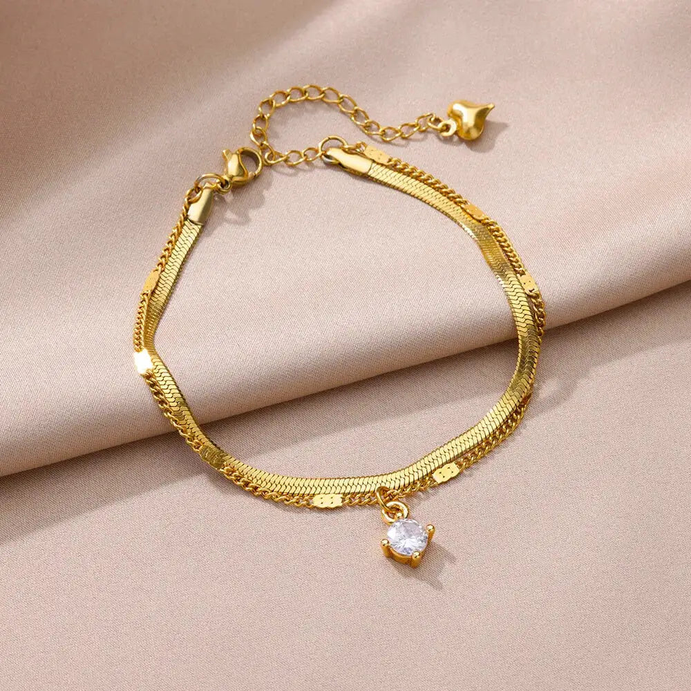 Gold Tone Stainless Steel Imitation Pearl Anklets for Women Beach Jewelry Chain Leg Bracelets Gift