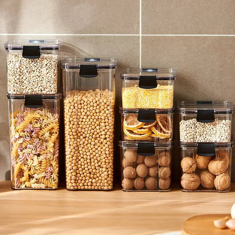 Sealed Jars Kitchen Storage Organizer Set Large Plastic Containers For Grains Spices Pantry Moisture Proof