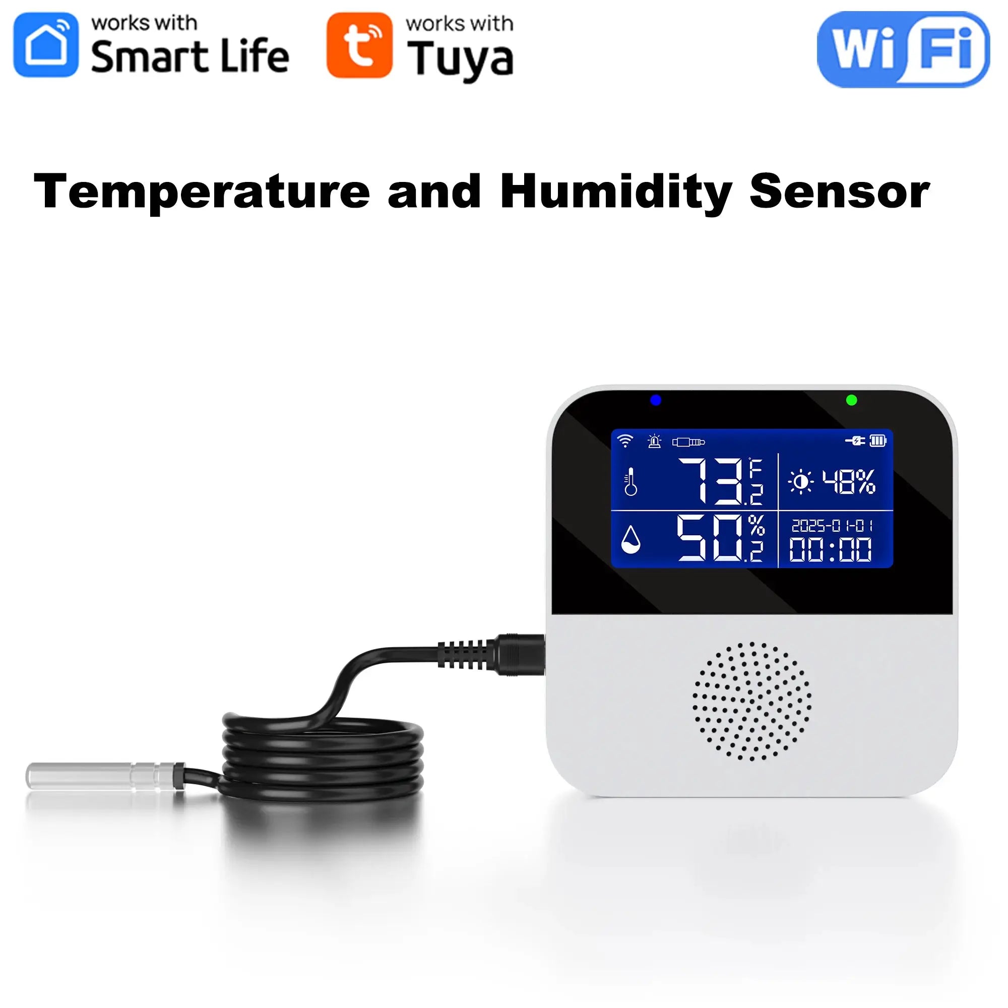Haozee Tuya Smart WiFi Temperature And Humidity Sensor With Backlit LCD Display Indoor Thermometer Hygrometer
