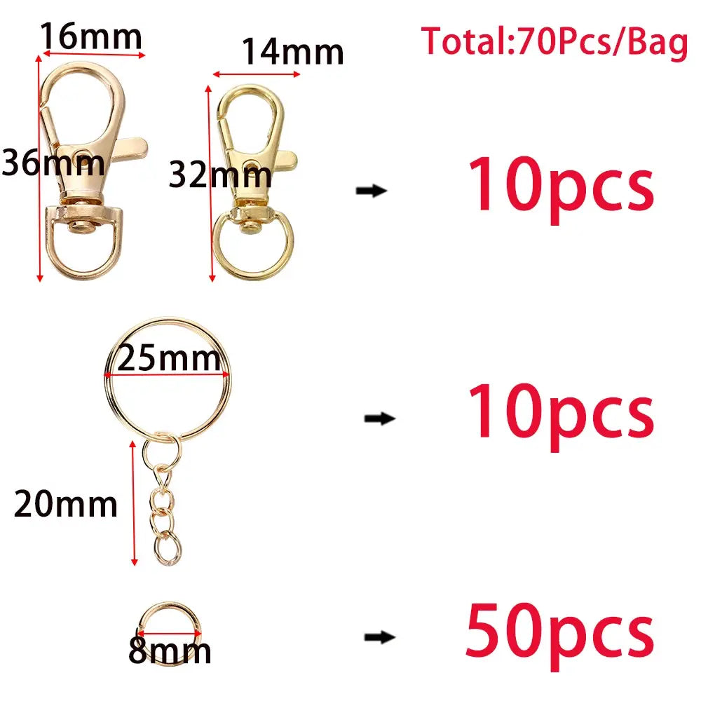 70 Piece Swivel Snap Hook And Key Ring Set With Jump Rings For DIY Keychains Lanyards Jewelry Making Supplies