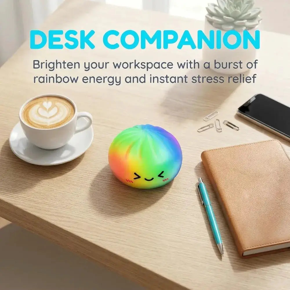 Rainbow Dumpling Squishy Toy Bamboo Slow Rising Stress Relief Fidget Ball For Adults And Kids