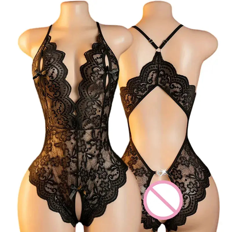 Womens Low Neck Backless Bodysuit Babydoll Lingerie Set Sexy Curvy Nightwear For Intimate Wear