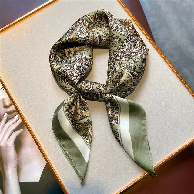 SJ01 Silk Scarf Neckerchief For Women Luxury Designer Silk Headscarf And Purse Accent Accessory