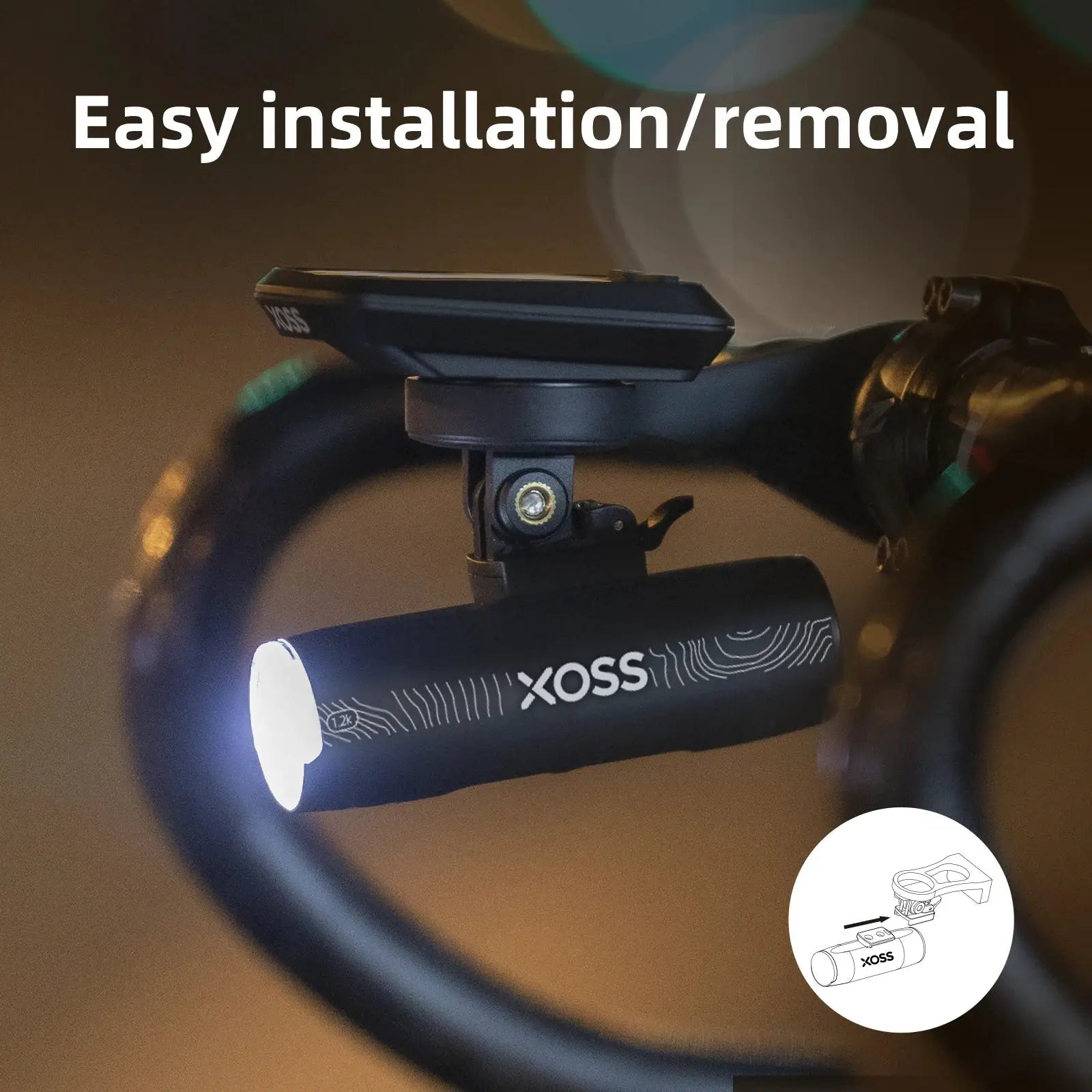 XOSS XL1200 Headlight 1200 Lumens Bike Light Waterproof Rechargeable Front Lamp Aluminum Ultralight