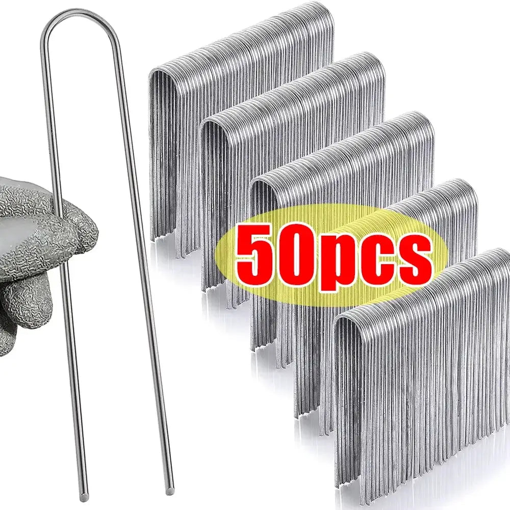 U Type Garden Staples Heavy Duty Fence Stakes Galvanized Lawn Pins Ground Nails For Landscaping
