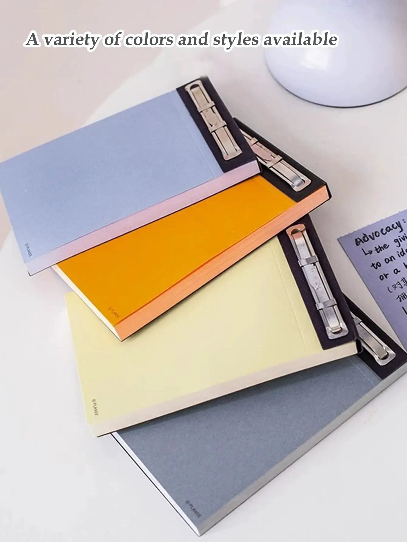 Pastel-colored plande notebooks with metal ring bindings; 75-sheet pocket memo pads for study