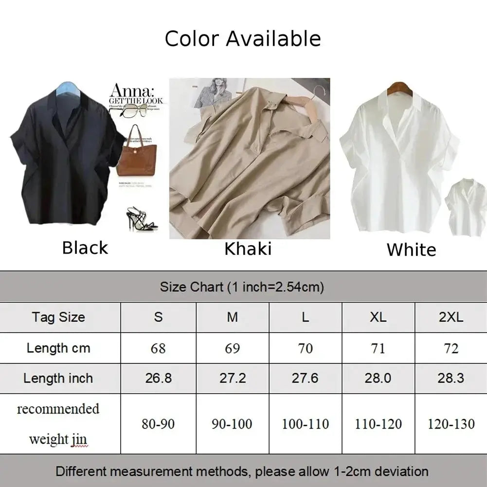 Womens Breathable Blouse Batwing Sleeves With Turn Down Collar
