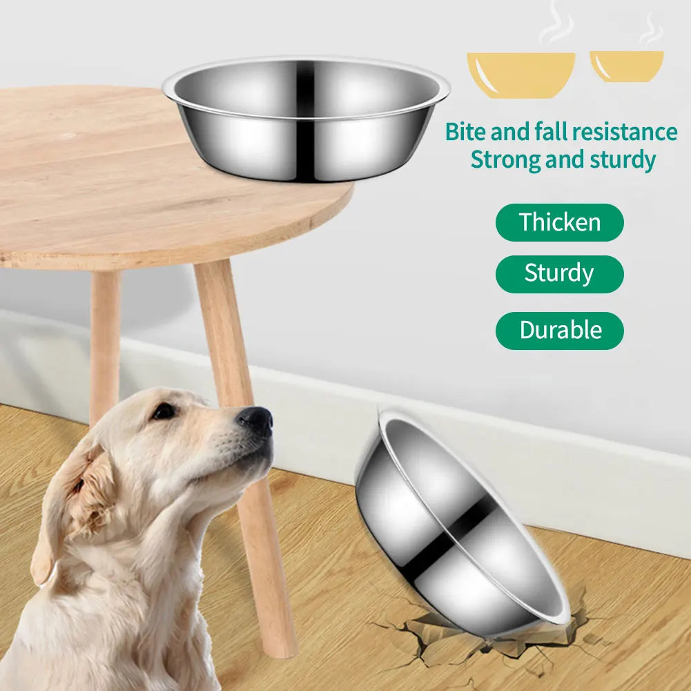 Large Capacity Stainless Steel Pet Bowl For Dogs And Cats Durable Metal Feeding Drinking Bowl