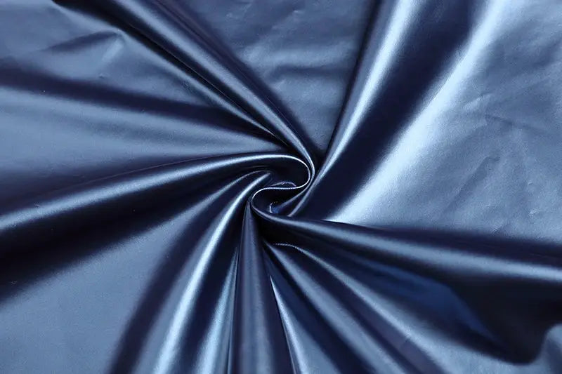 Men abdomen reducer body shaper fabric swatch in navy blue satin.