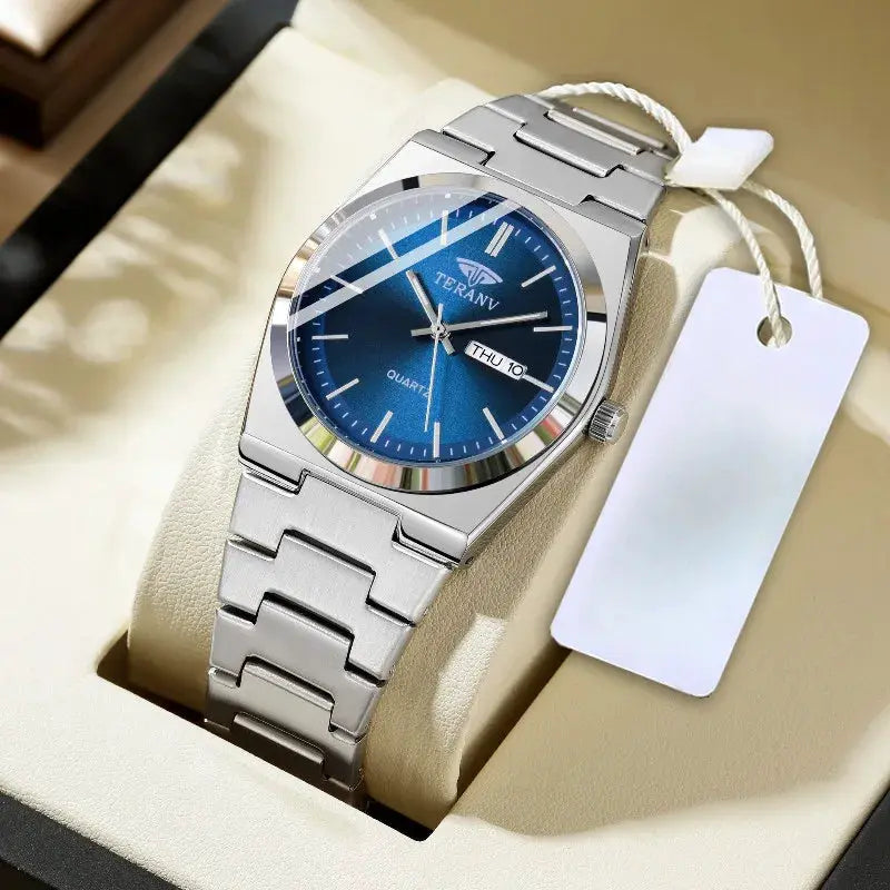 Mens Slim Stainless Steel Calendar Quartz Watch For Men Modern Fashion Timepiece Elegance