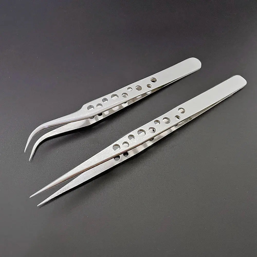 Lefavor Anti Static Electronics Tweezers Set Curved And Straight Tips Stainless Steel Precision Hand Tools Phone Repair