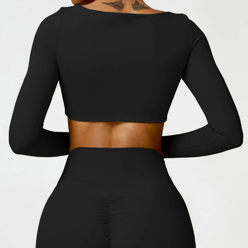 Hearuisavy Womens Quick Dry Square Neck Gym Top With Breathable Nylon Spandex For Dry Comfort