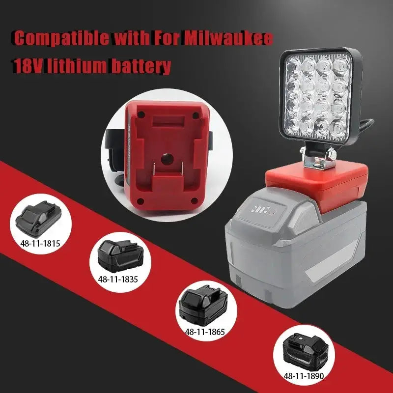 LED Flashlight Compatible With Makita DeWalt Milwaukee Bosch Ryobi Lithium Battery Packs Working Light For Camping