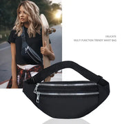 Fanny pack waist bag by Simples Market in black with dual-zip pockets and adjustable strap