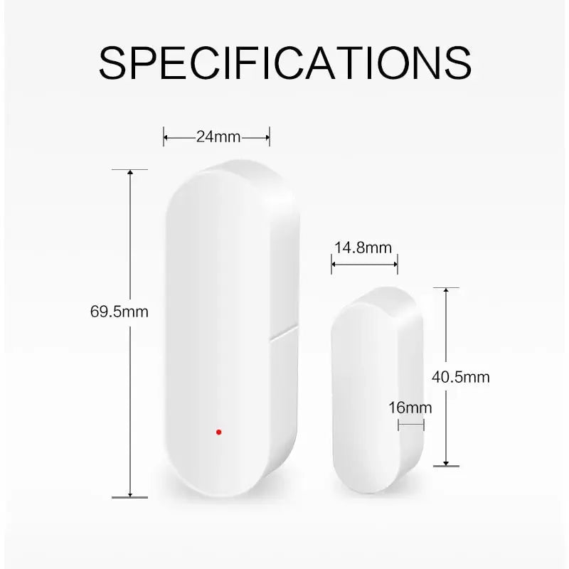 Tuya Smart WiFi Door Sensor 2-pack by Simples Market; white plastic open/close detectors