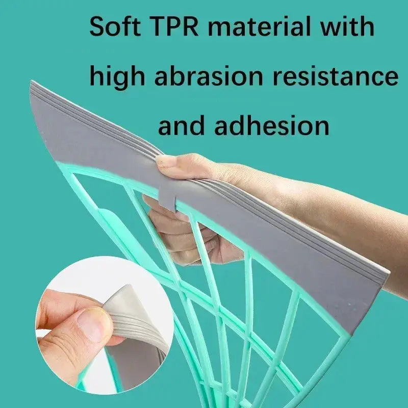 Silicone window cleaning squeegee broom with flexible edge; turquoise grid frame and grey blade