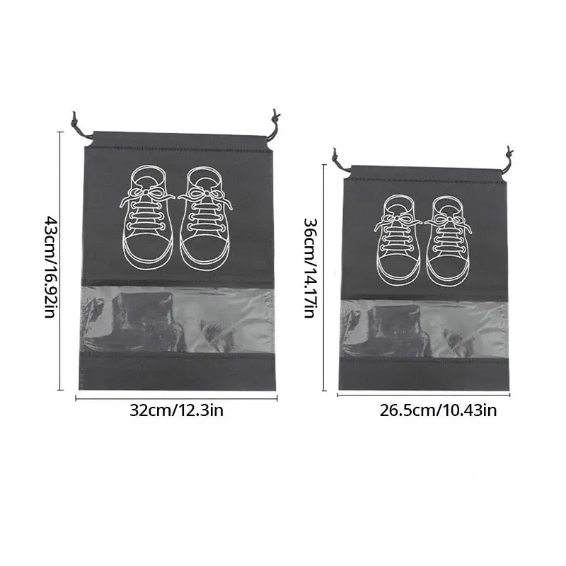 VoyagePro 5 Piece Shoe Storage Bags Set Thickened Nonwoven Fabric With Strap Mouth Waterproof Large Capacity