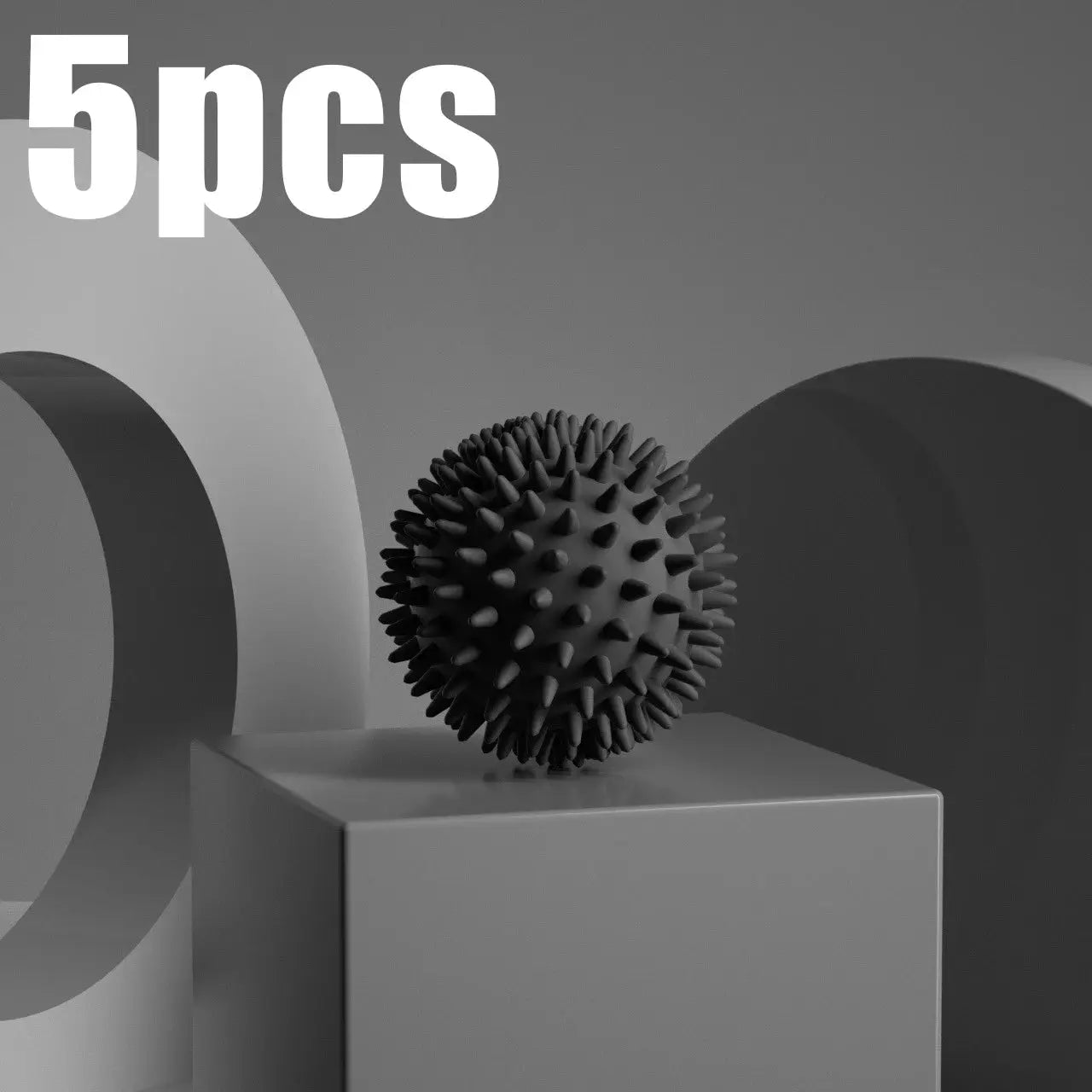 Simples Market fascia massage ball, gray, spiky texture, set of 5pcs